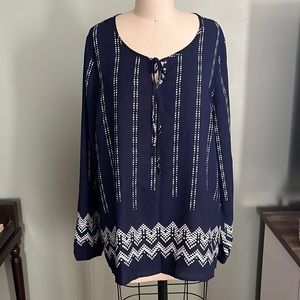 Navy Print Top
